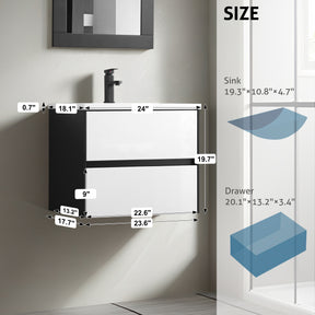 Panda 24"/30" Wall Mounted Bathroom Vanity Combo with Single Undermount Sink