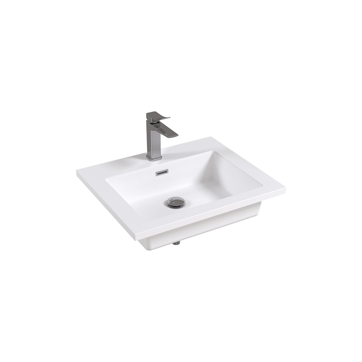24" Rectangular Integrated Resin Bathroom Sink with Faucet & Drain Kit (Fits eclife Modern-24 & Waterfall-24 Bases)