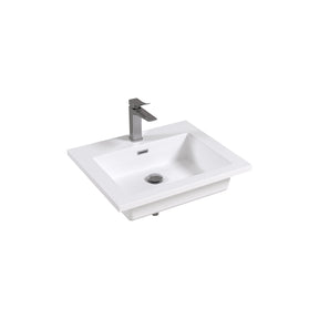 24" Rectangular Integrated Resin Bathroom Sink with Faucet & Drain Kit (Fits eclife Modern-24 & Waterfall-24 Bases)