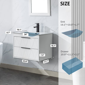 Linear 24" Wall Mounted Bathroom Vanity Combo with Single Undermount Sink