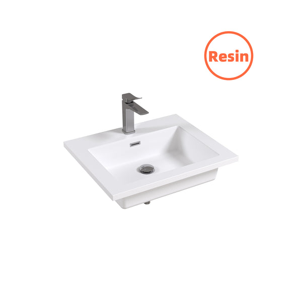 24" Rectangular Integrated Resin Bathroom Sink with Faucet & Drain Kit (Fits eclife Modern-24 & Waterfall-24 Bases)