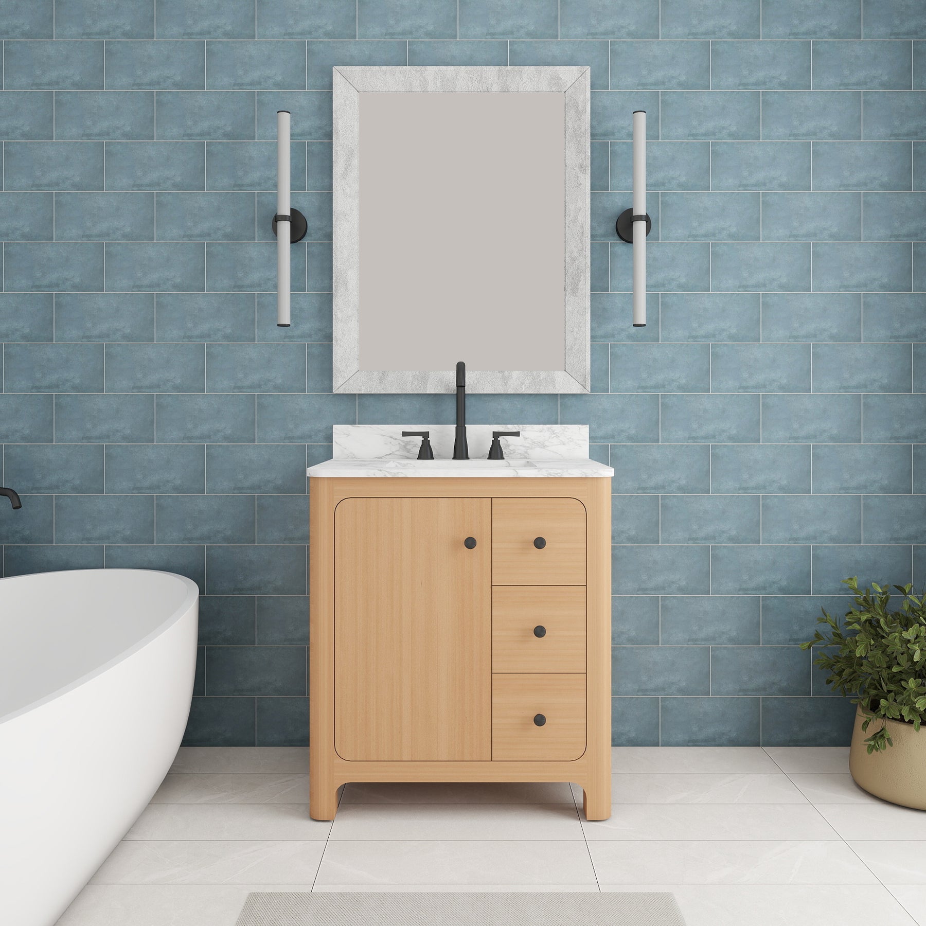 Canyon 30" Freestanding Single Vanity Cabinet with Curved Design