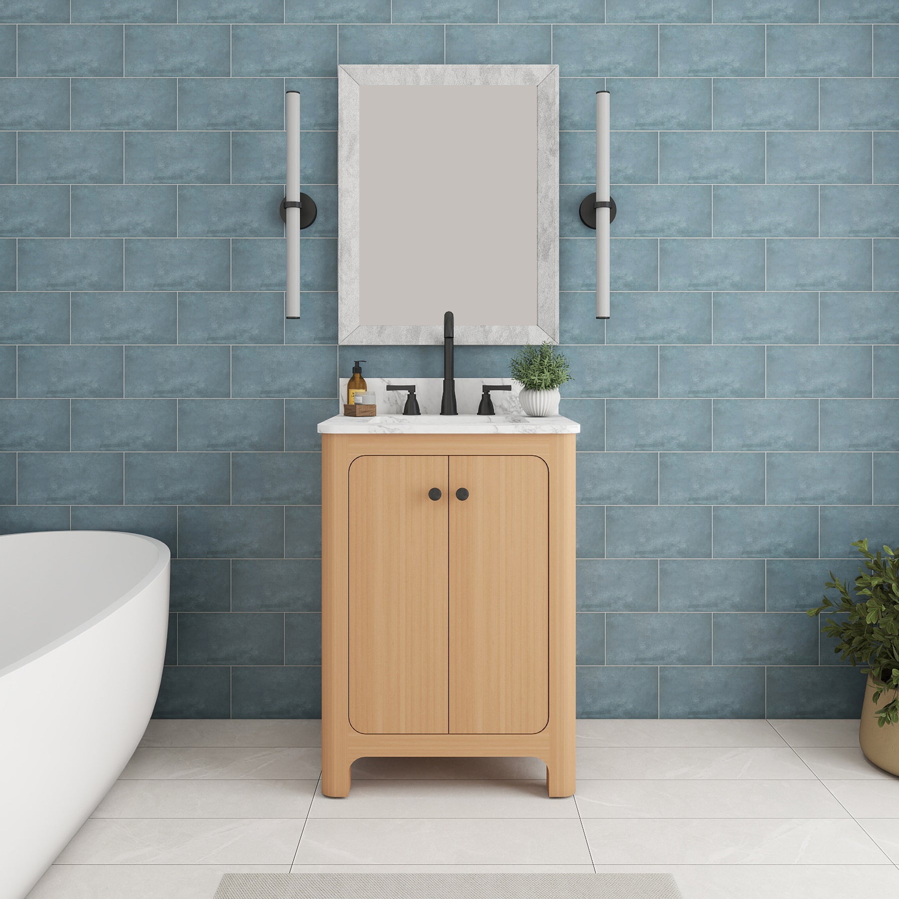 Canyon 24" Freestanding Single Vanity Cabinet with Curved Design