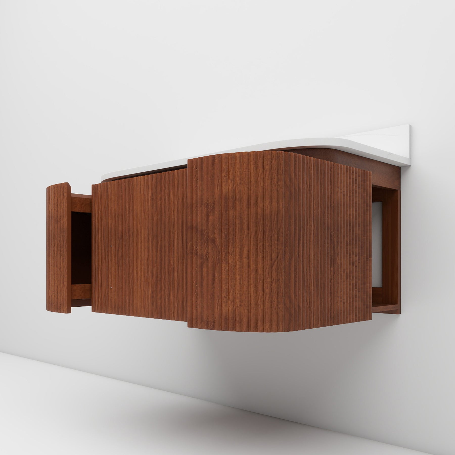Cove 36" Wall-Mounted Single Bathroom Vanity with Curved Fluted Design
