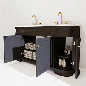 Opuluxe 60" Freestanding Double Vanity Cabinets with Curved Design