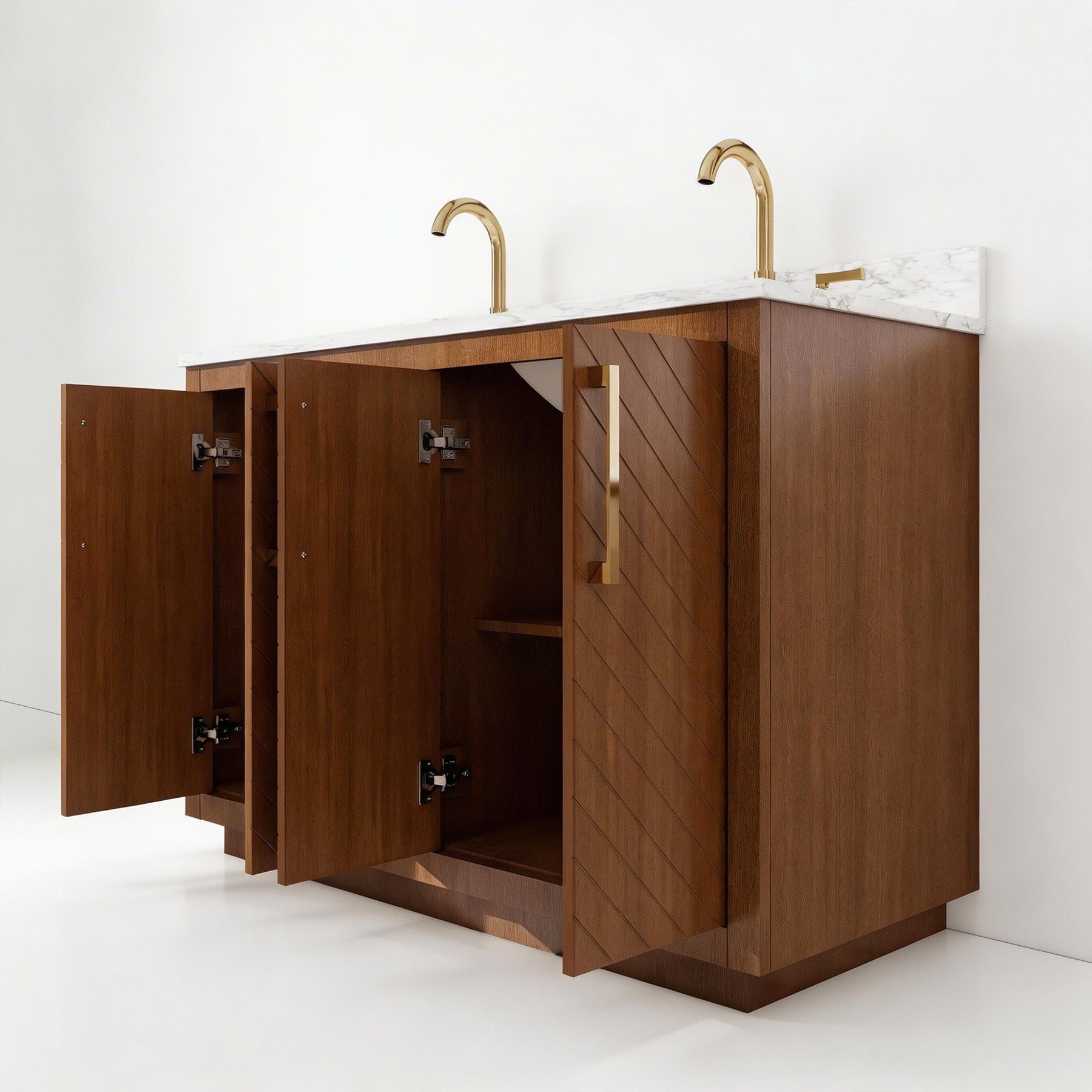 Zoom 48" Freestanding Double Vanity Cabinets with Chevron Pattern