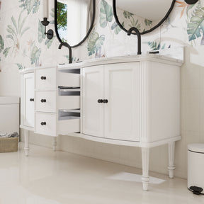 Elara 60" Freestanding Double Vanity Cabinets with Solid Wood Legs