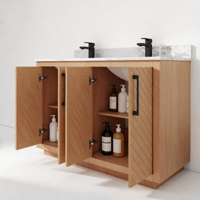 Zoom 48" Freestanding Double Vanity Cabinets with Chevron Pattern