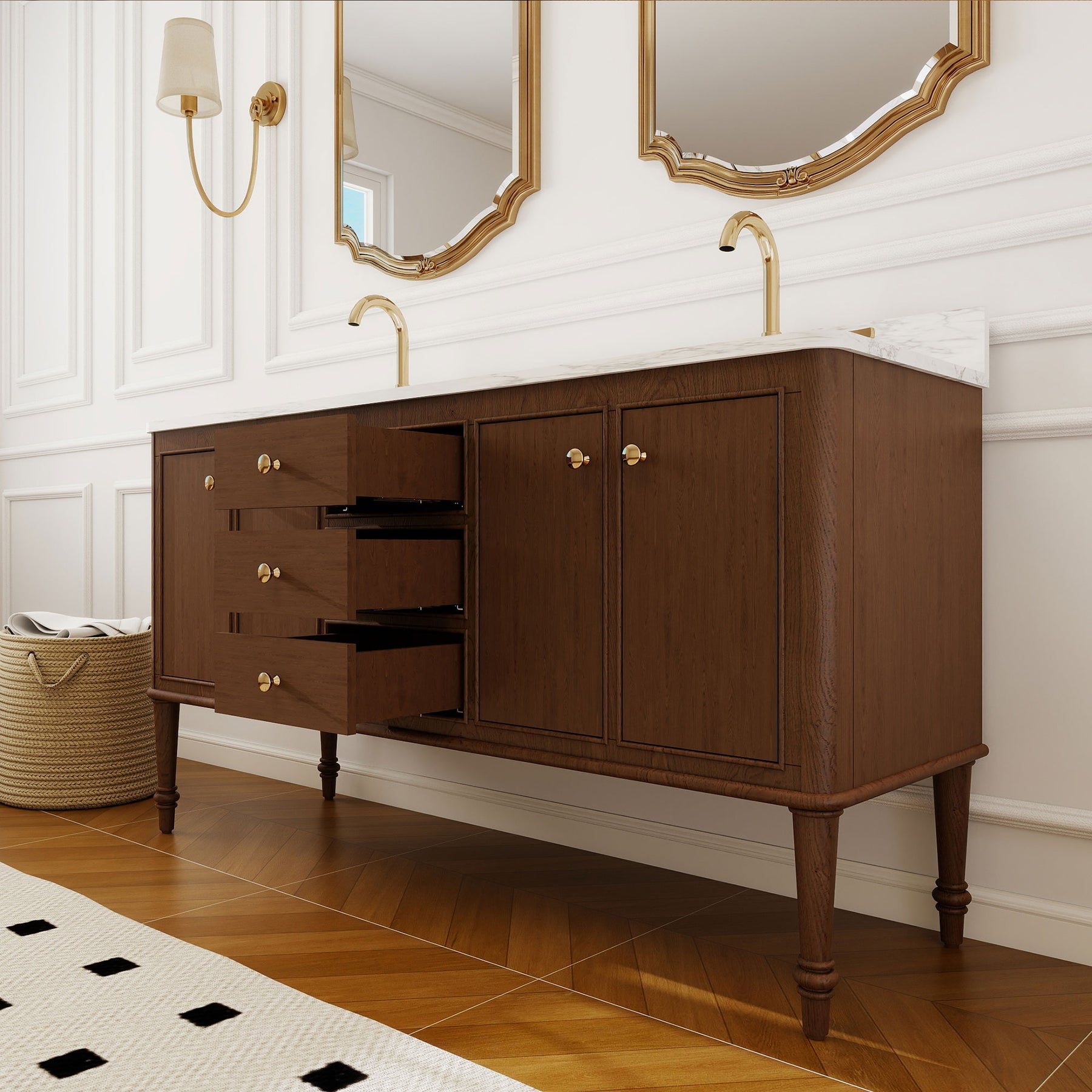 Verve 60" Freestanding Double Vanity Cabinets with Wall Mounted Options