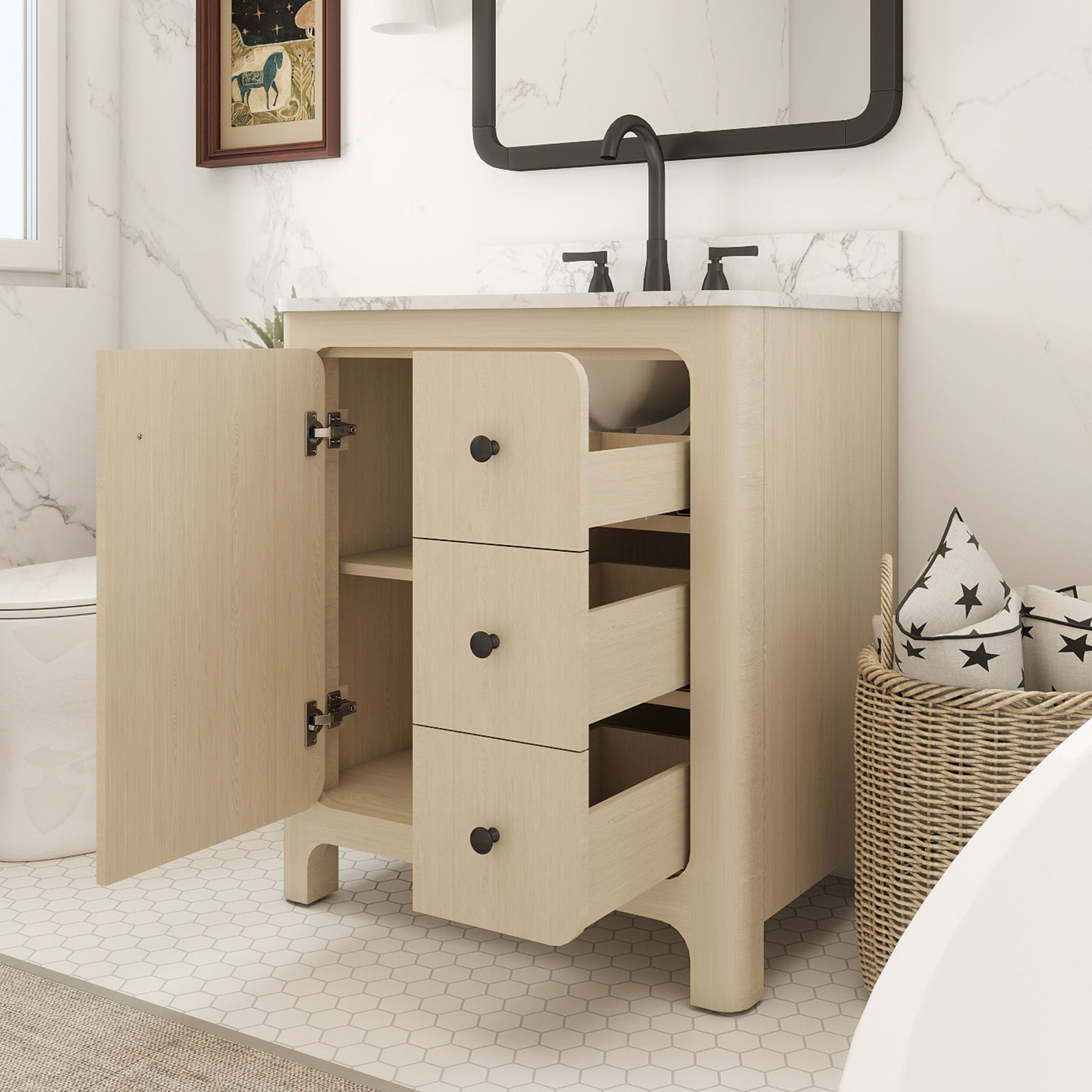 Canyon 30" Freestanding Single Vanity Cabinet with Curved Design