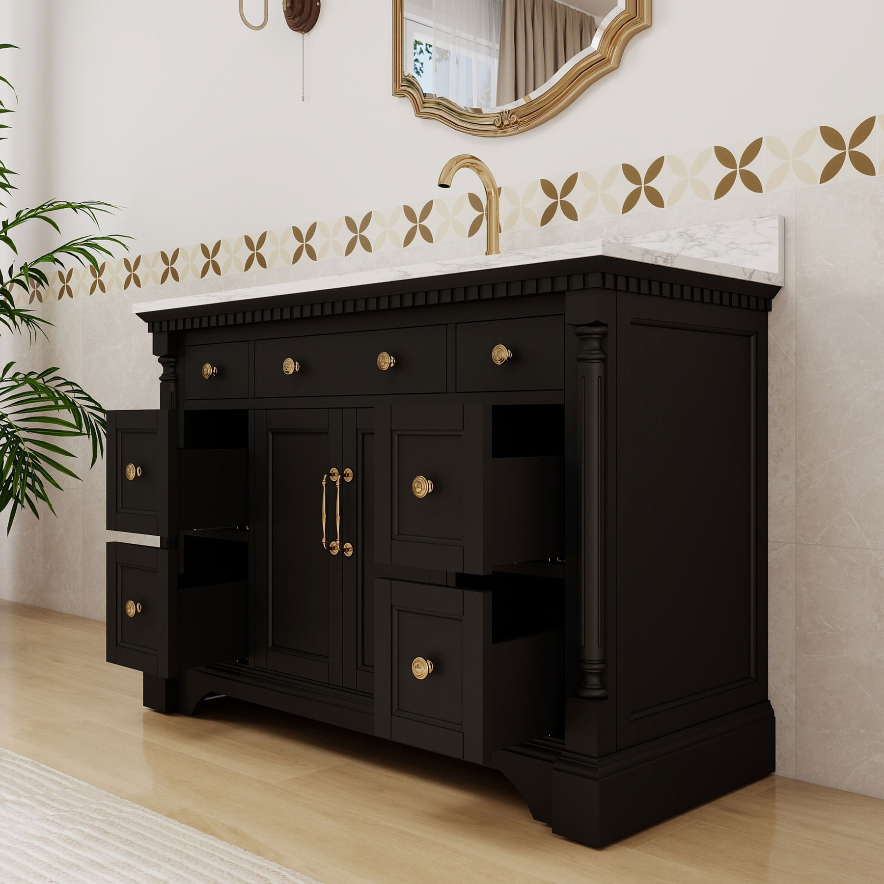 Acro 48" Freestanding Single Vanity Cabinets with Arch Feet