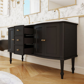 Elara 60" Freestanding Double Vanity Cabinets with Solid Wood Legs