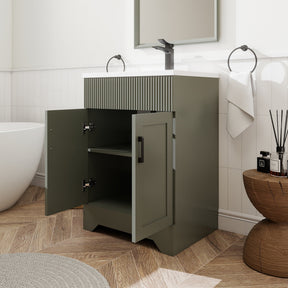 Waterfall 24’’ RTA Freestanding Vanity Cabinet Base with Vertical Striped Decor (Countertop & Sink Not Included) 浴室柜