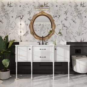 Modish 60" Wall Mounted Single Vanity Cabinets with Adjustable legs