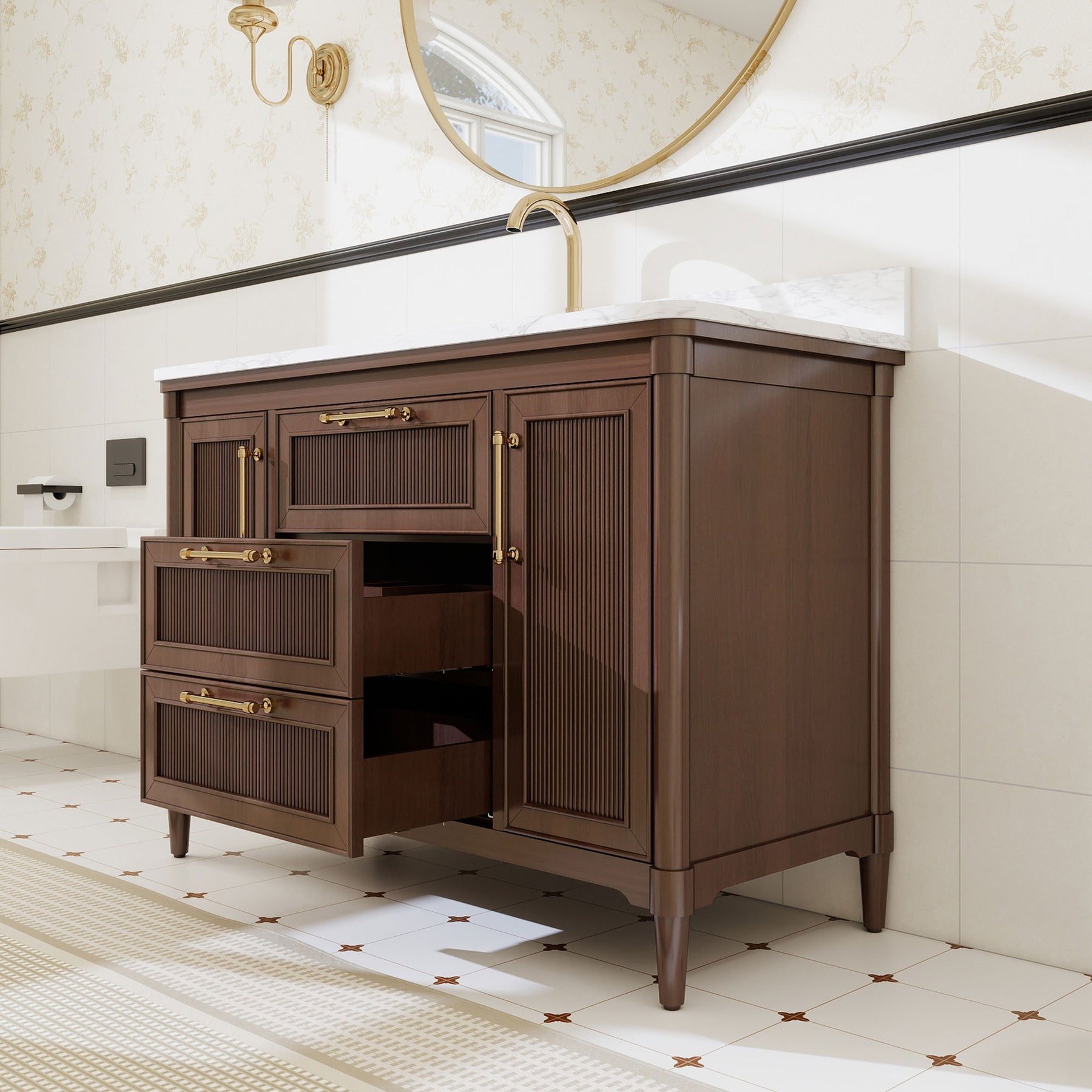 Vantara 48" Freestanding Single Vanity Cabinets with Fluted Texture