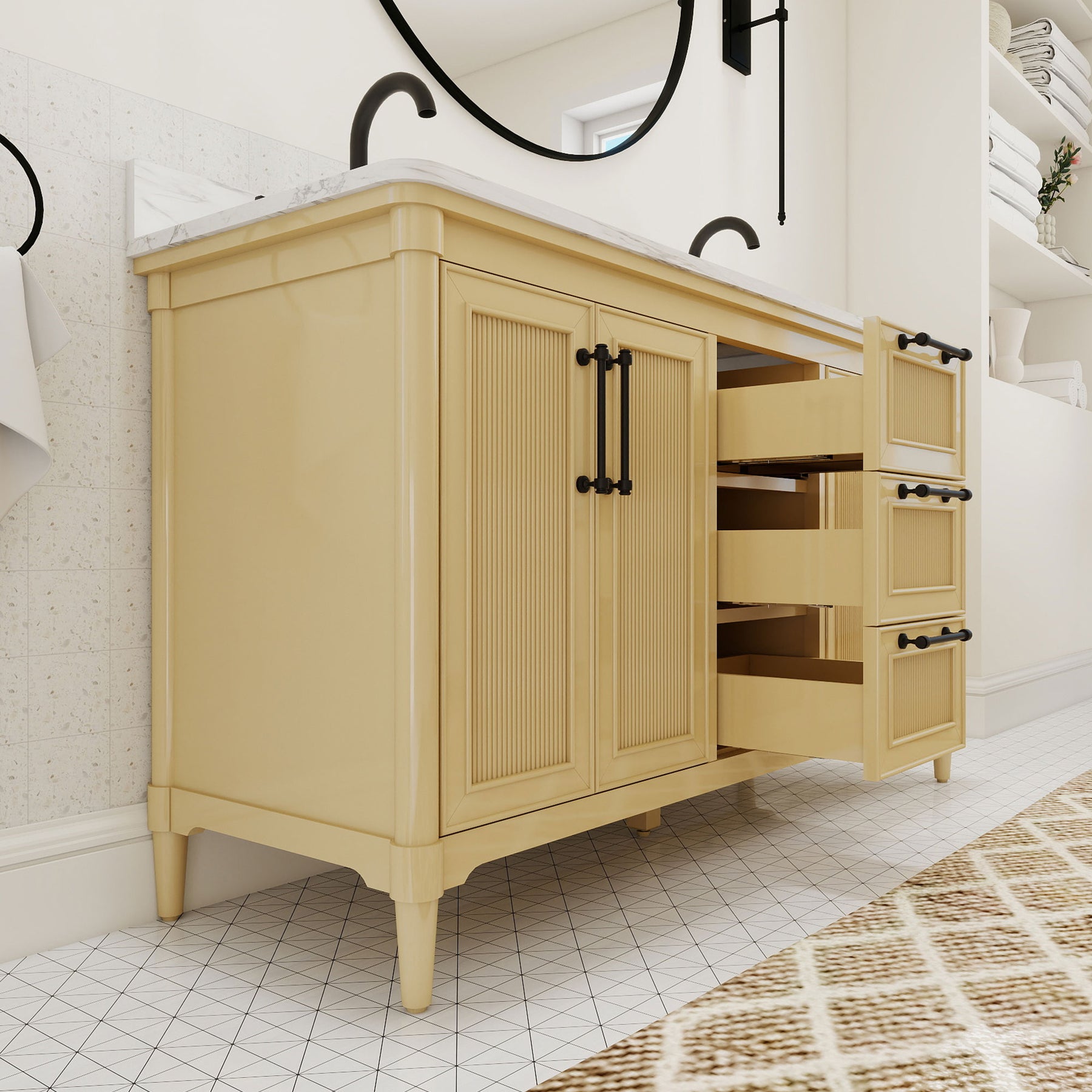 Vantara 60" Freestanding Double Vanity Cabinets with Fluted Texture