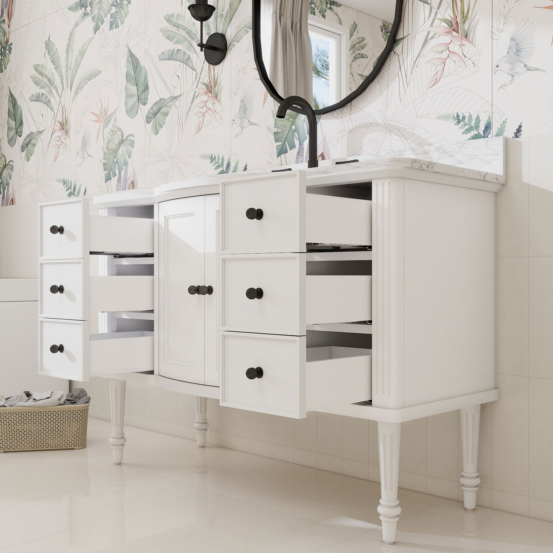 Elara 48" Freestanding Single Vanity  Cabinets with Solid Wood Legs