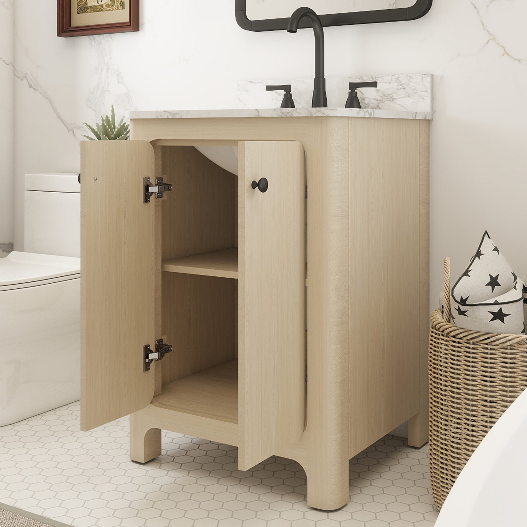 Canyon 24" Freestanding Single Vanity Cabinet with Curved Design