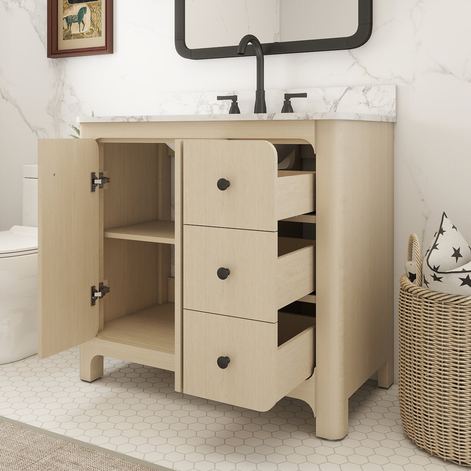 Canyon 36" Freestanding Single Vanity Cabinet with Curved Design