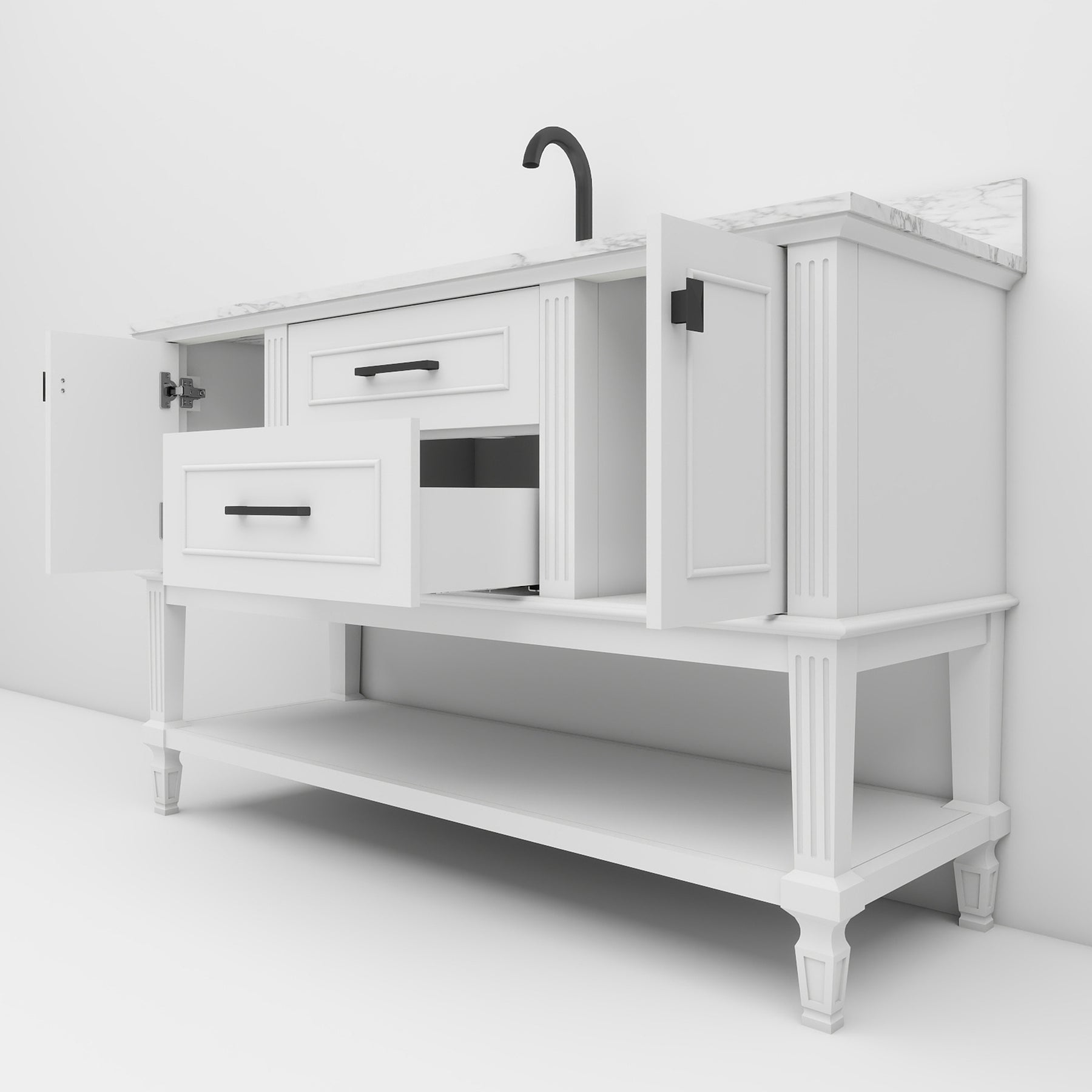 Bosun 48" Freestanding Single Vanity Cabinet with Reliable Storage & Solid Frame