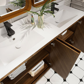 Zoom 60" Freestanding Double Vanity Cabinets with Chevron Pattern