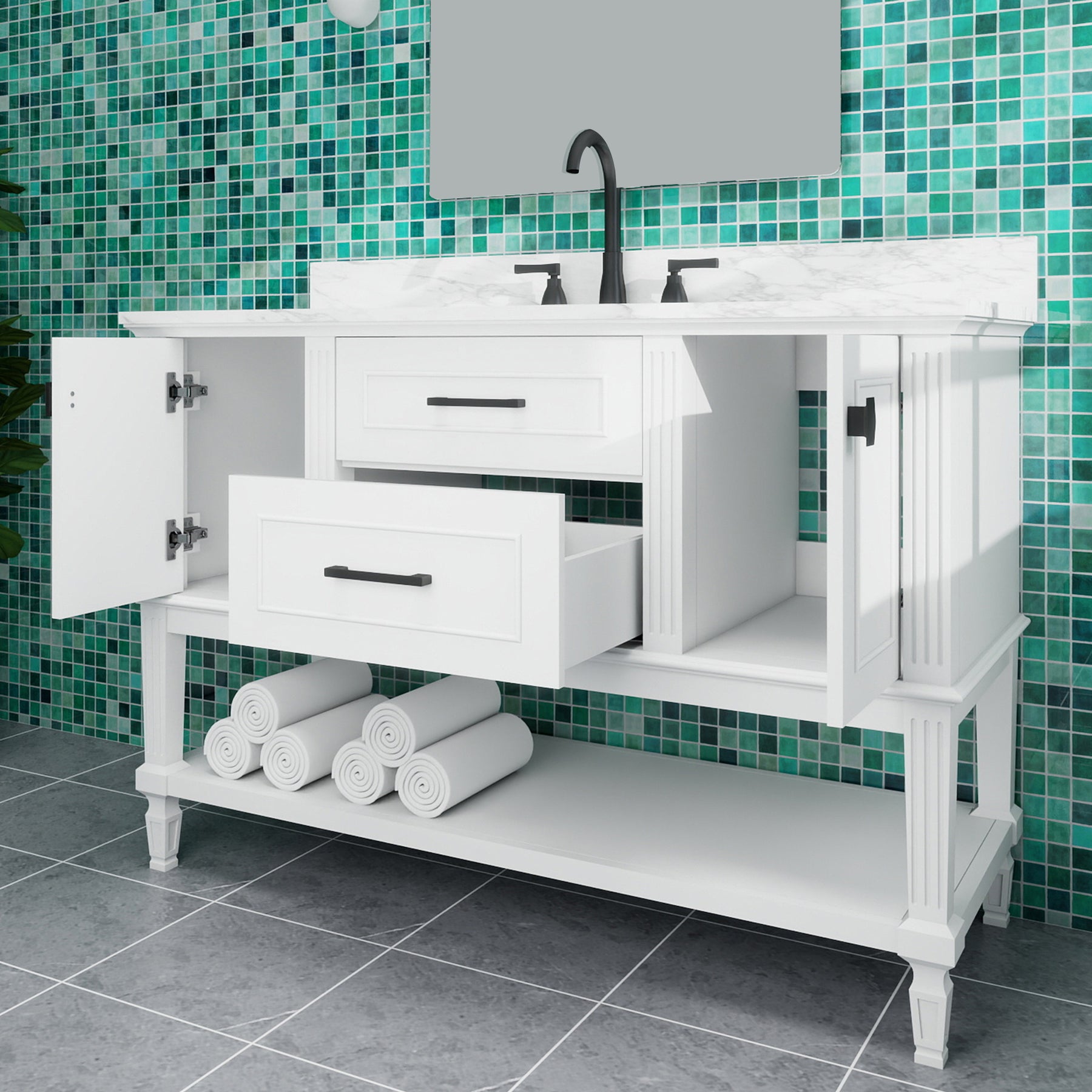 Bosun 48" Freestanding Single Vanity Cabinet with Reliable Storage & Solid Frame
