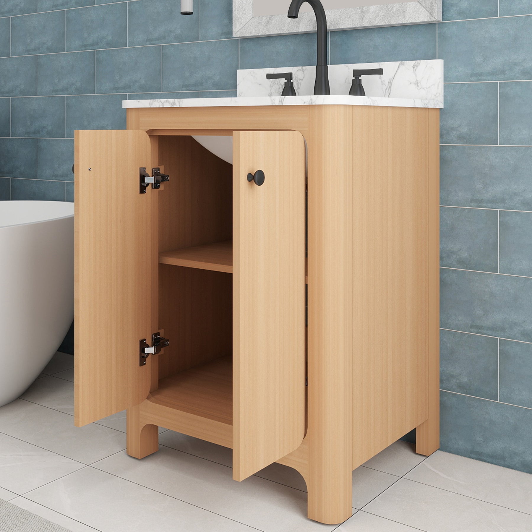 Canyon 24" Freestanding Single Vanity Cabinet with Curved Design