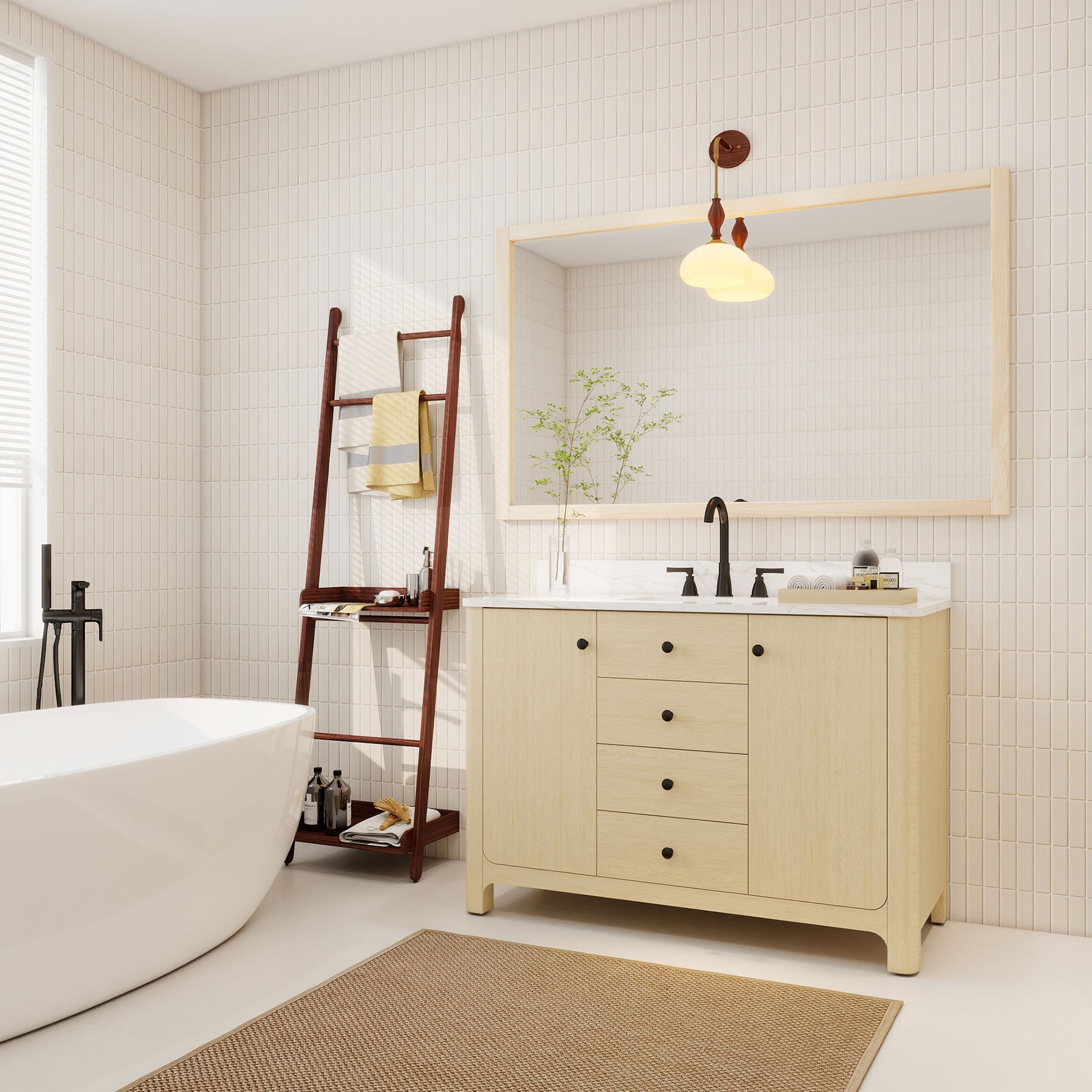 Canyon 48" Freestanding Single Vanity Cabinets with Curved Design