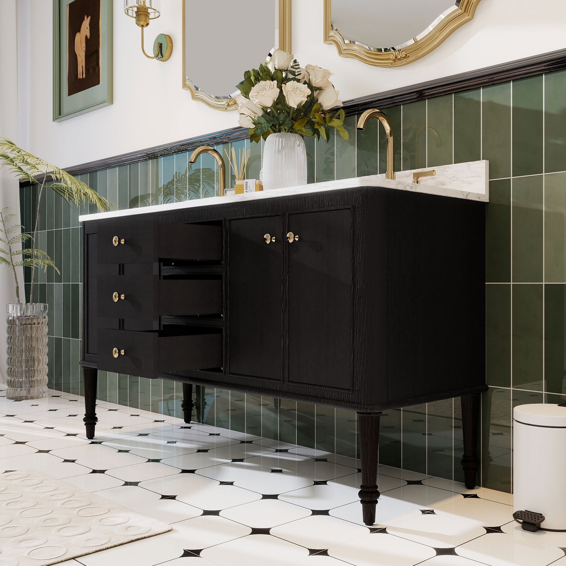 Verve 60" Freestanding Double Vanity Cabinets with Wall Mounted Options