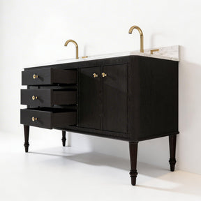 Verve 60" Freestanding Double Vanity - Bath Cabinet with Solid Wood, Artificial Stone Top(Assembled)