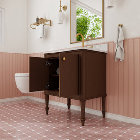 Verve 30" Freestanding Single Vanity – Bath Cabinet with Solid Wood, Artificial Stone Top (2 Doors, Assembled)
