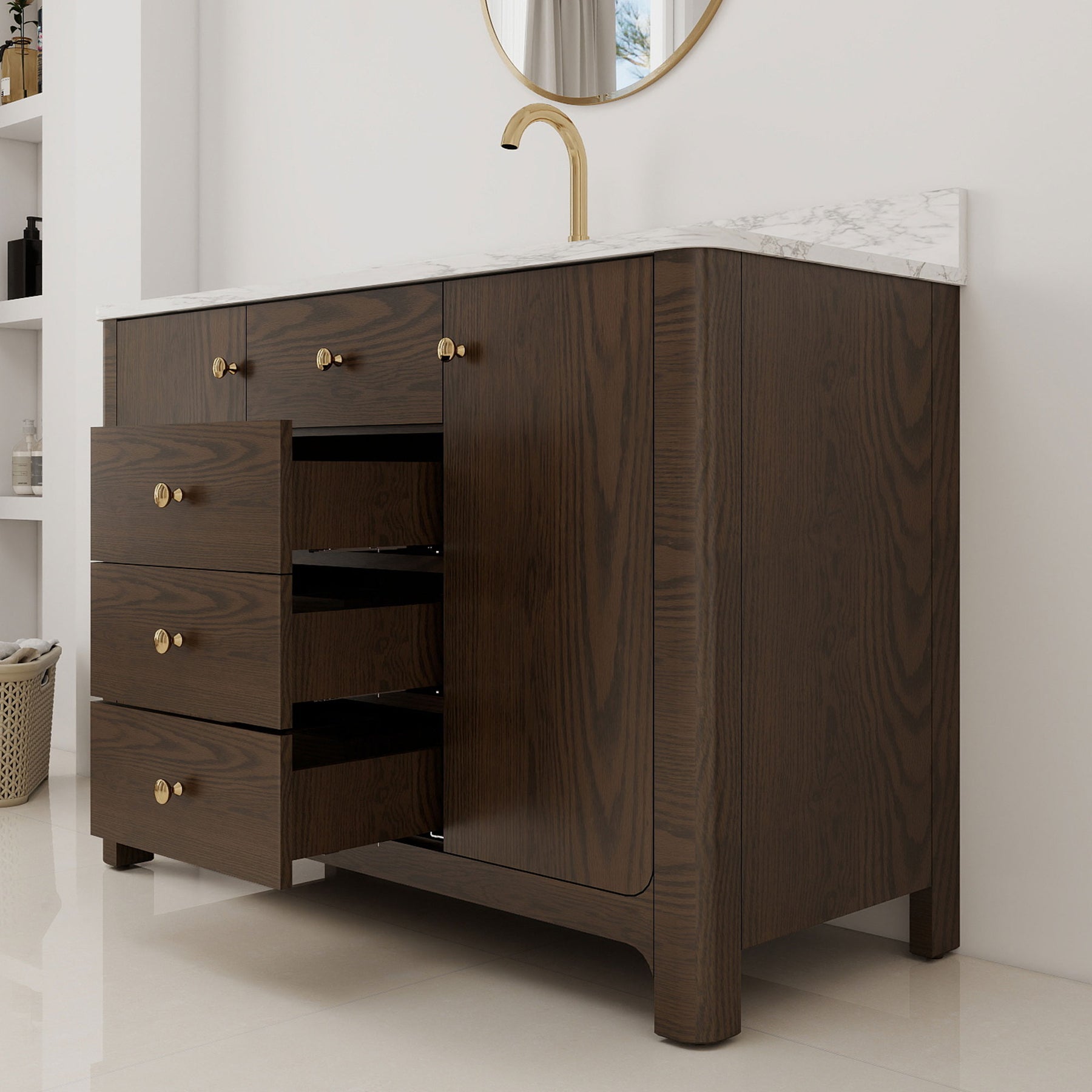 Canyon 48" Freestanding Single Vanity Cabinet with Curved Design