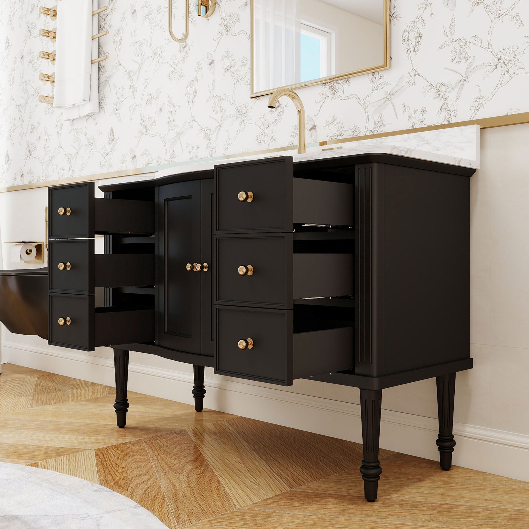 Elara 48" Freestanding Single Vanity  Cabinets with Solid Wood Legs