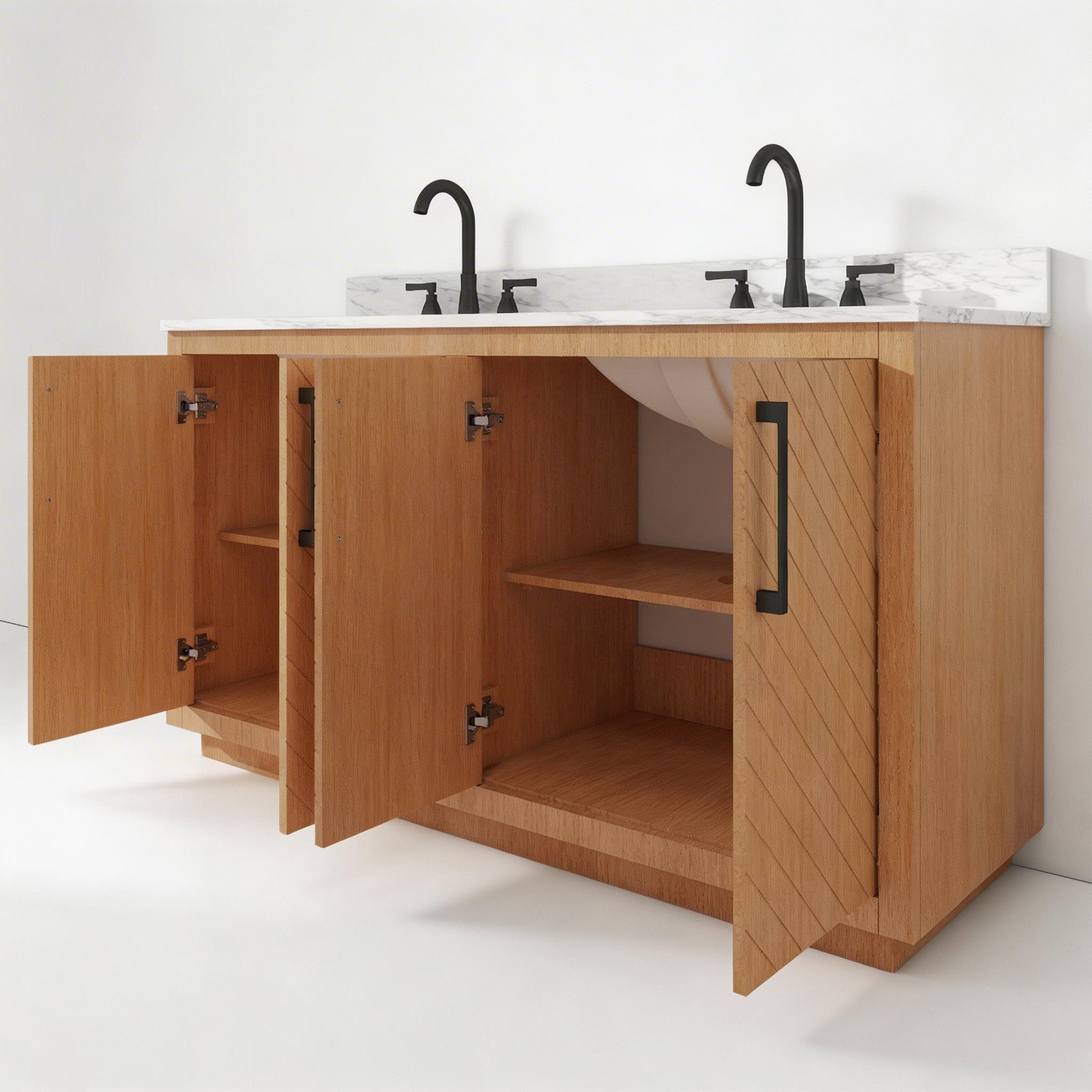 Zoom 60" Freestanding Double Vanity Cabinets with Chevron Pattern