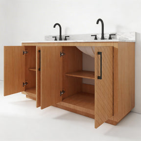 Zoom 60" Freestanding Double Vanity Cabinets with Chevron Pattern