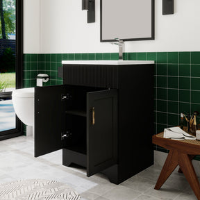 Waterfall 24’’ RTA Freestanding Vanity Cabinet Base with Vertical Striped Decor (Countertop & Sink Not Included) 浴室柜