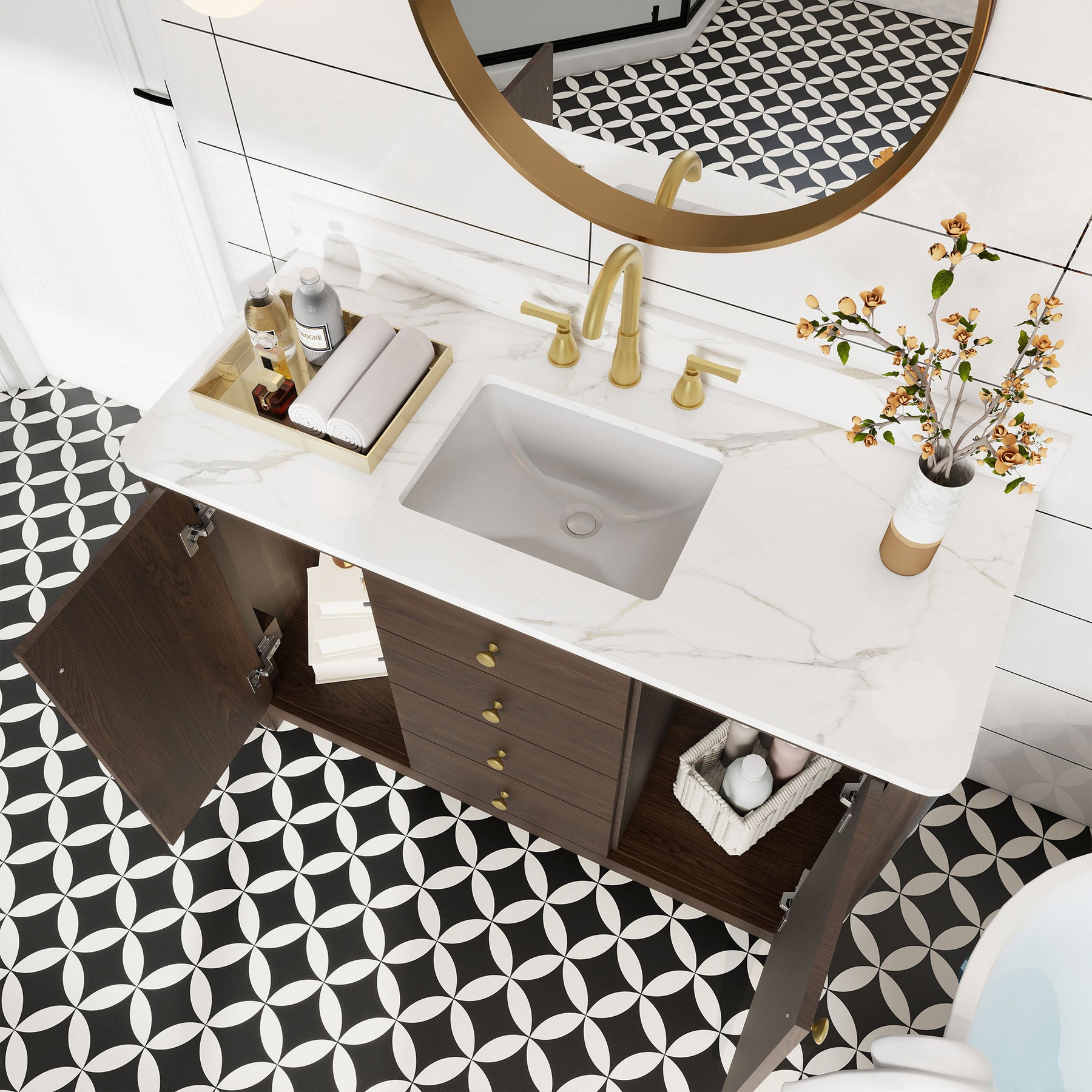 Canyon 48" Freestanding Single Vanity Cabinets with Curved Design