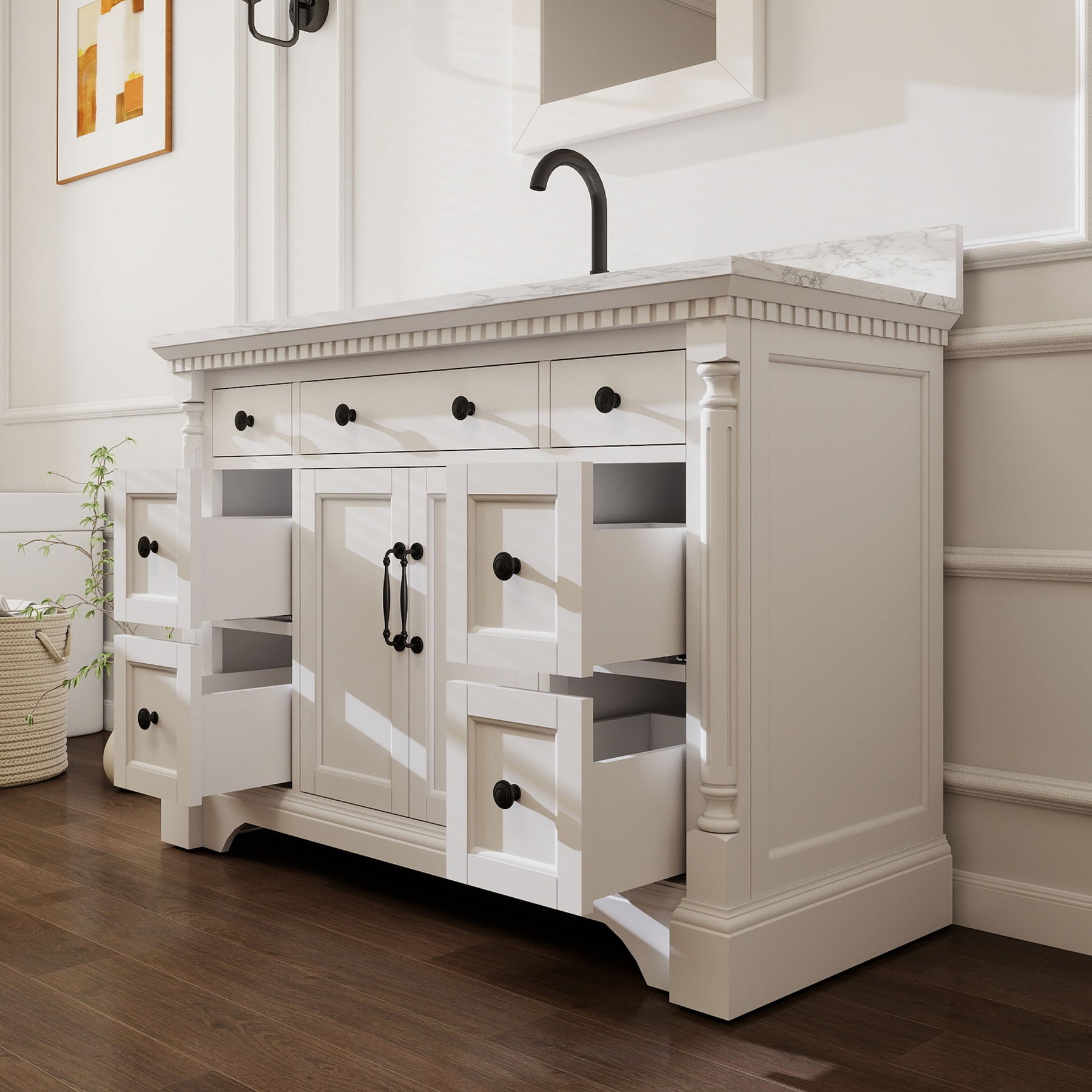 Acro 48" Freestanding Single Vanity Cabinets with Arch Feet