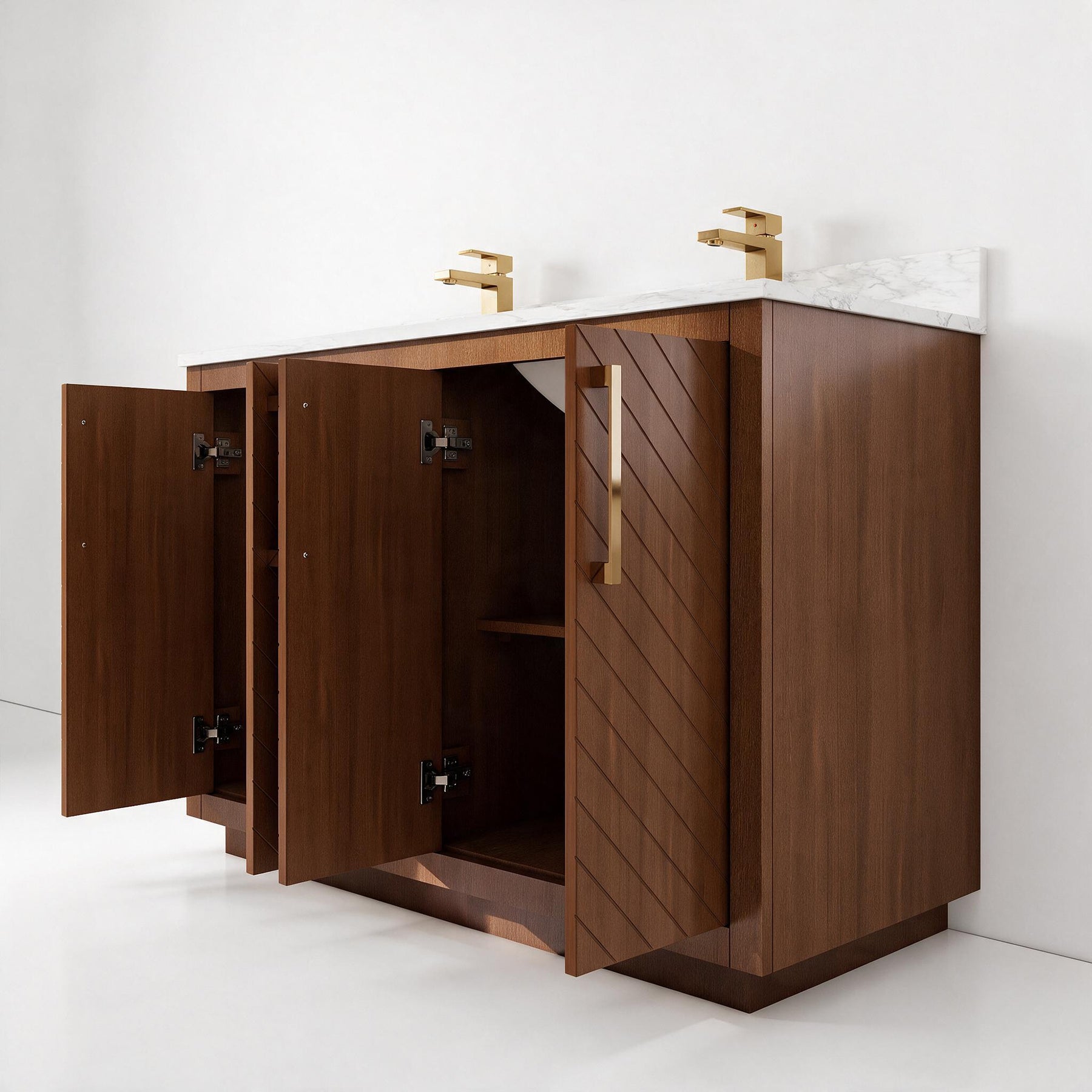 Zoom 48" Freestanding Double Vanity Cabinets with Chevron Pattern