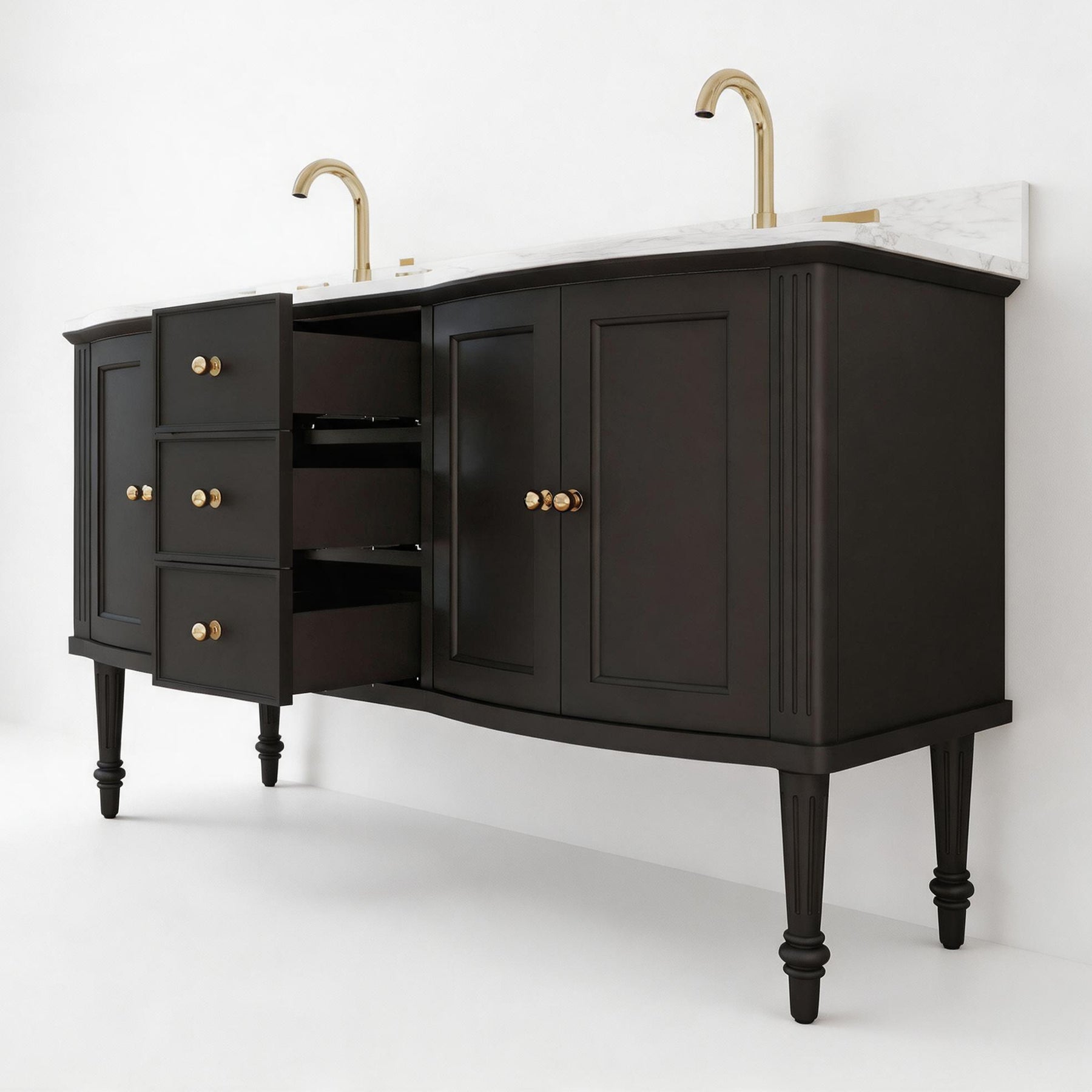 Elara 60" Freestanding Double Vanity Cabinets with Solid Wood Legs
