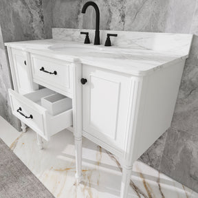 Modish 48" Wall Mounted Single Vanity Cabinets with Solid Wood Legs