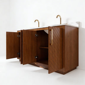 Zoom 60" Freestanding Double Vanity Cabinets with Chevron Pattern