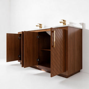 Zoom 60" Freestanding Double Vanity Cabinets with Chevron Pattern