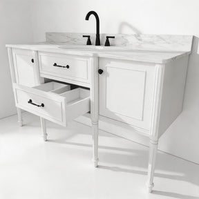 Modish 60" Wall Mounted Single Vanity Cabinet with Solid Wood Legs, Pre-Assembled, Freestanding & Floating 2 Installation Ways