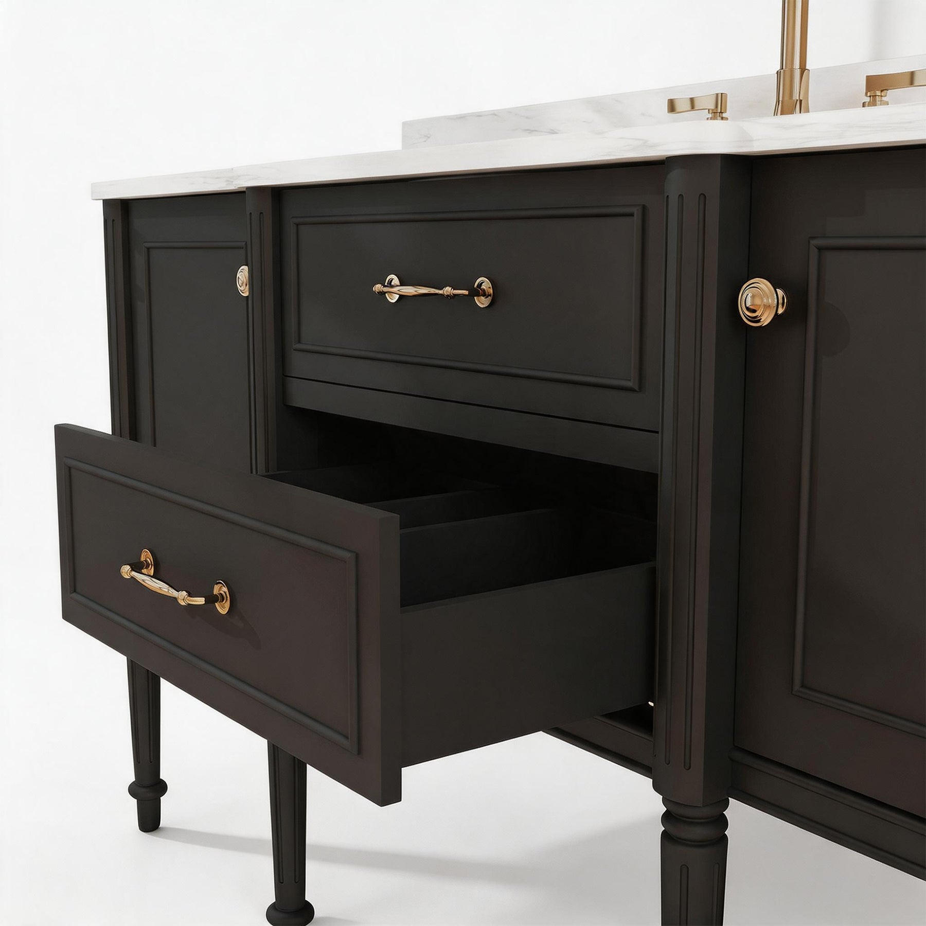 Modish 60" Wall Mounted Single Vanity Cabinet with Solid Wood Legs, Pre-Assembled, Freestanding & Floating 2 Installation Ways