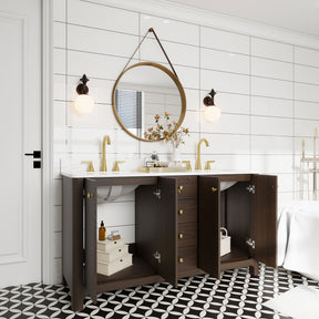 Canyon 60" Freestanding Double Vanity Cabinets with Curved Design