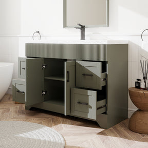 Waterfall 48’’ RTA Freestanding Vanity Cabinet Base with Vertical Striped Decor (Countertop & Sink Not Included) 浴室柜