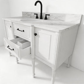 Modish 48" Wall Mounted Single Vanity Cabinet with Solid Wood Legs, Pre-Assembled, Freestanding & Floating 2 Installation Ways