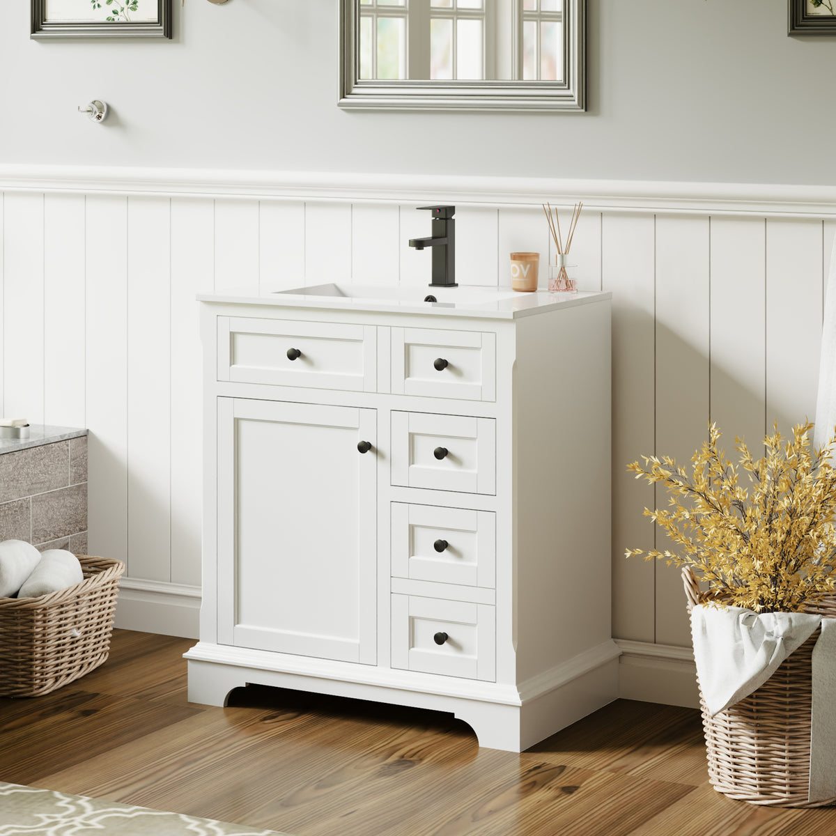 Retro 30" Freestanding Single Vanity Cabinets with Arch Feet