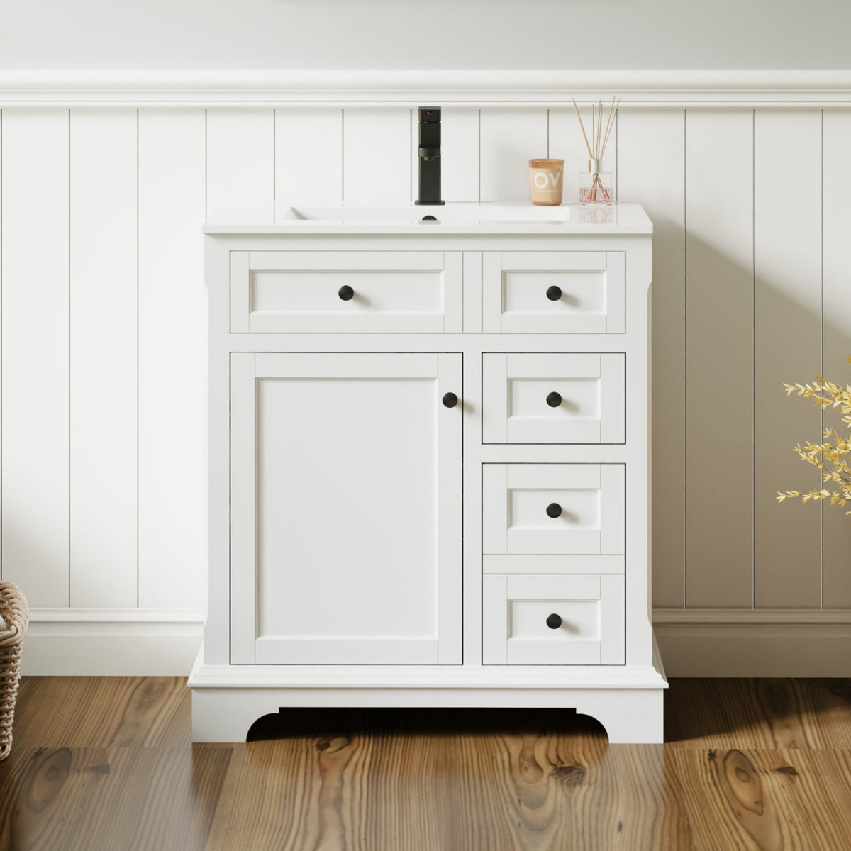 Retro 30" Freestanding Single Vanity Cabinets with Arch Feet